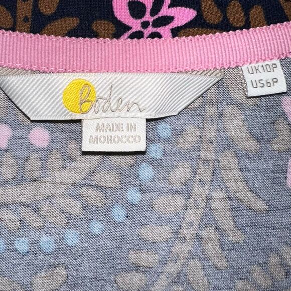 Boden Lavinia Midi Jersey Wrap Dress in French Navy Floral Size 6 Petite - Picture 3 of 13